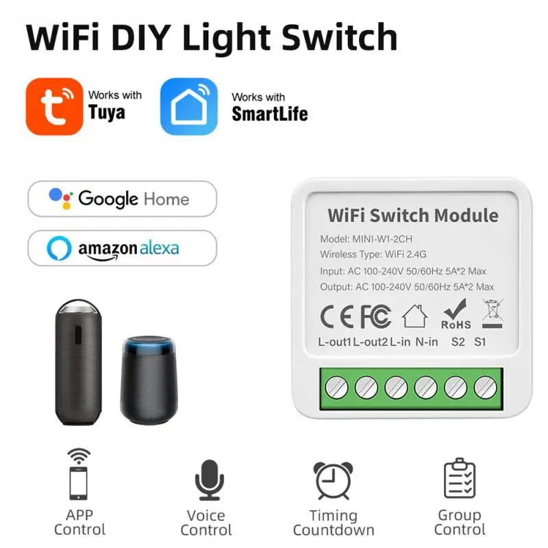 Новый Tuya WiFi 1/2/3/4 Gang Smart Switch Модуль Ультра Мини Размер DIY Модуль переключателя света Работа С Alexa Google Home Яндекс Алиса Изображение 0