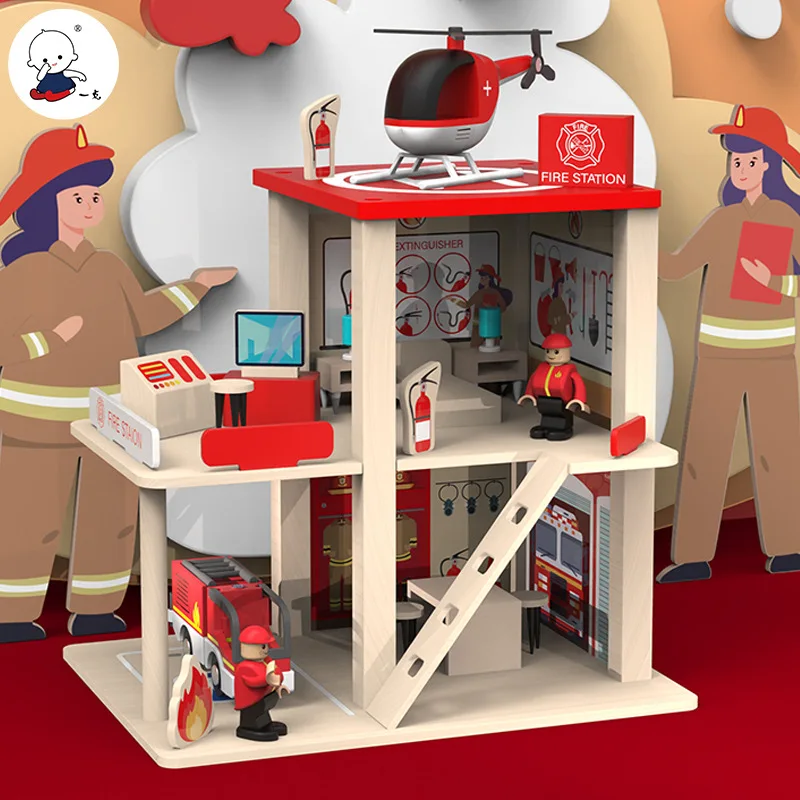 Смоделируйте детскую Ролевую модель Пожарного На парковке Полицейского участка, Чтобы собрать Развивающие игрушки. Изображение 0