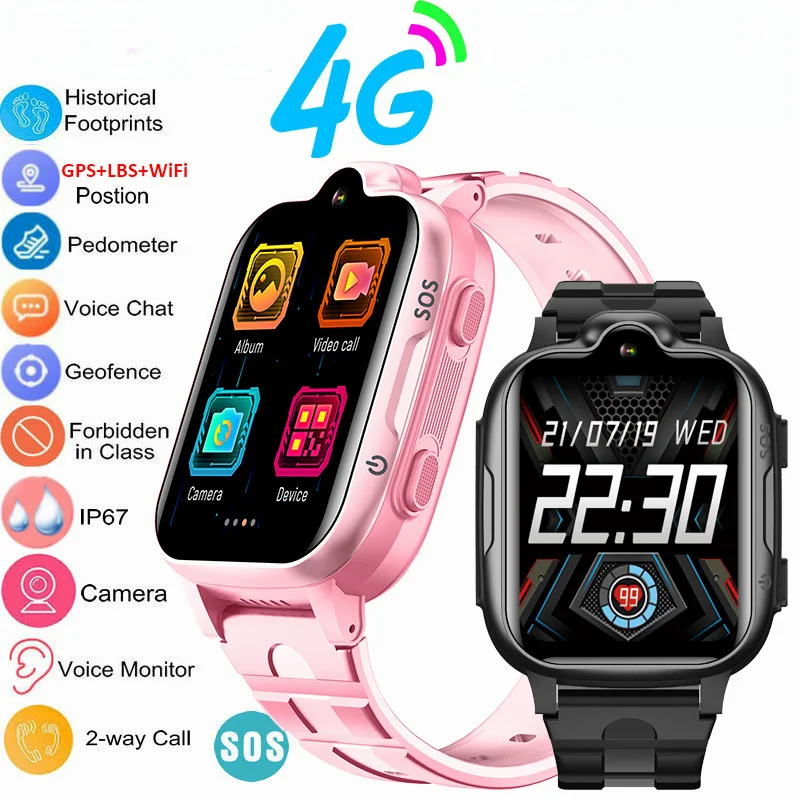 С 4G SIM-картой Мужские часы, Мужские Умные часы для детей, Wifi GPS Трекер, Голосовой чат, Монитор Видеозвонков, Xiaomi/Huawei 2023, Новые устройства Изображение 2