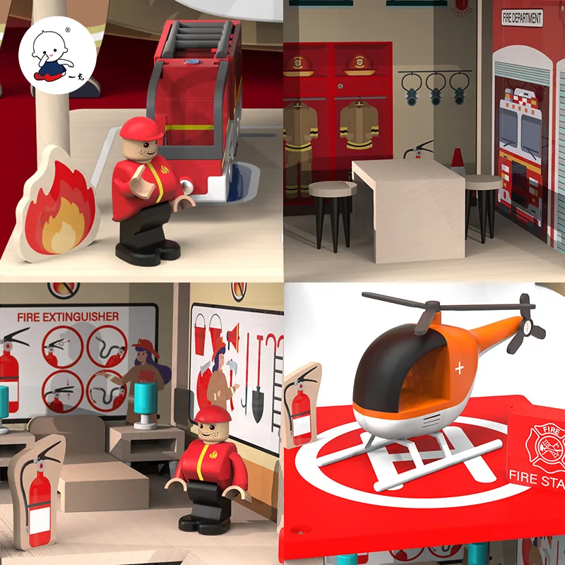 Смоделируйте детскую Ролевую модель Пожарного На парковке Полицейского участка, Чтобы собрать Развивающие игрушки. Изображение 2