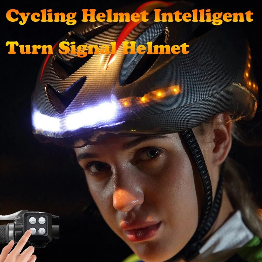 Умный велосипедный шлем DSYCAR для взрослых, беспроводной пульт дистанционного управления с перезаряжаемой USB-передней и задней светодиодной подсветкой, велосипедный шлем Изображение 2