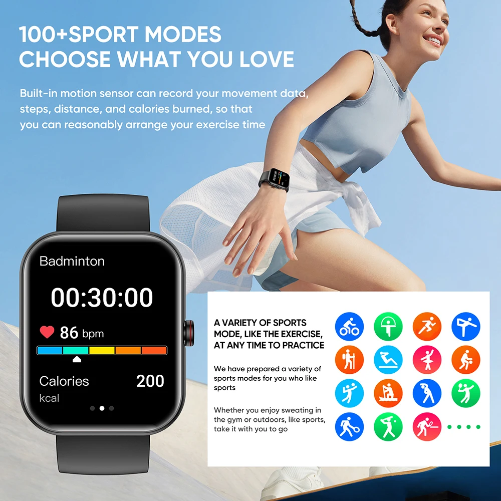 1,91 Дюймов BT Call Smartwatch Для Мужчин Женщин Мониторинг Здоровья Смарт-Часы SOS Водонепроницаемый AI Голосовой Помощник Спортивные Для IOS Android Изображение 4
