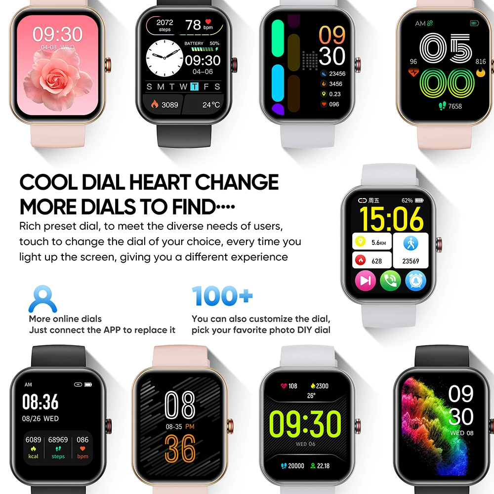1,91 Дюймов BT Call Smartwatch Для Мужчин Женщин Мониторинг Здоровья Смарт-Часы SOS Водонепроницаемый AI Голосовой Помощник Спортивные Для IOS Android Изображение 5