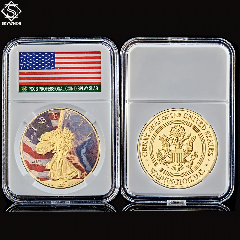 2017 Золотая Статуя Свободы США, Национальный парк Гранд-Грейт-Каньон, Сувенирная монета С твердой капсулой Изображение 0