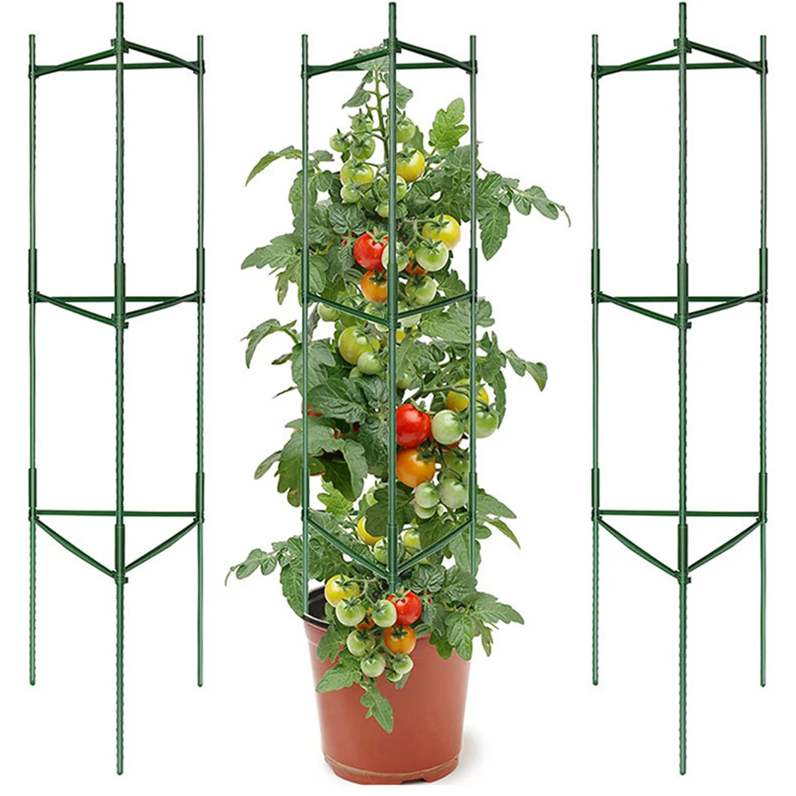 3 шт. Томатные клетки для поддержки садовых растений высотой от 16 до 68 дюймов Садовые колья Томатная клетка для вьющихся растений Овощная решетка Изображение 0