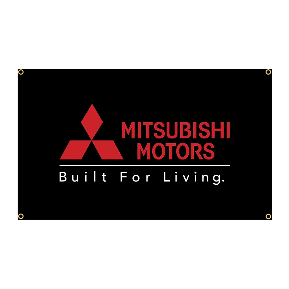 90x150 см Гоночный флаг Mitsubishis Motos, гобелен с принтом из полиэстера для гаража или наружного декора, баннер Изображение 0