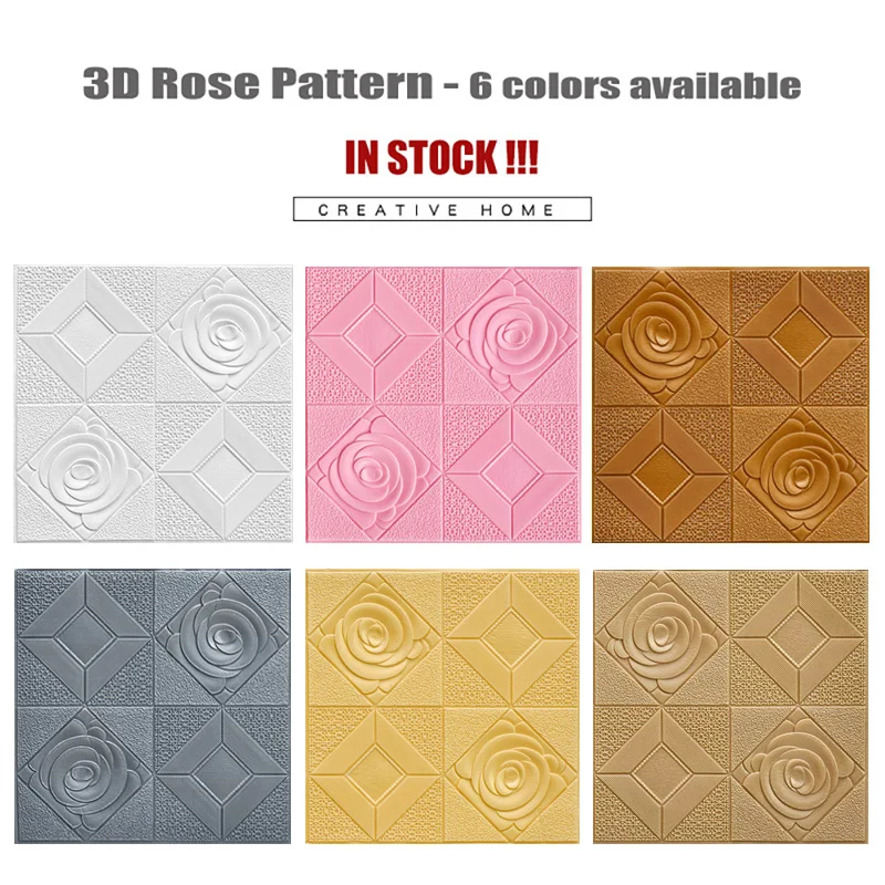 20ШТ 3D Наклейка на стену с рисунком Розы, Настенная панель, Потолок, самоклеящиеся влагостойкие 3D обои из пенопласта, Декор для спальни, гостиной Изображение 1