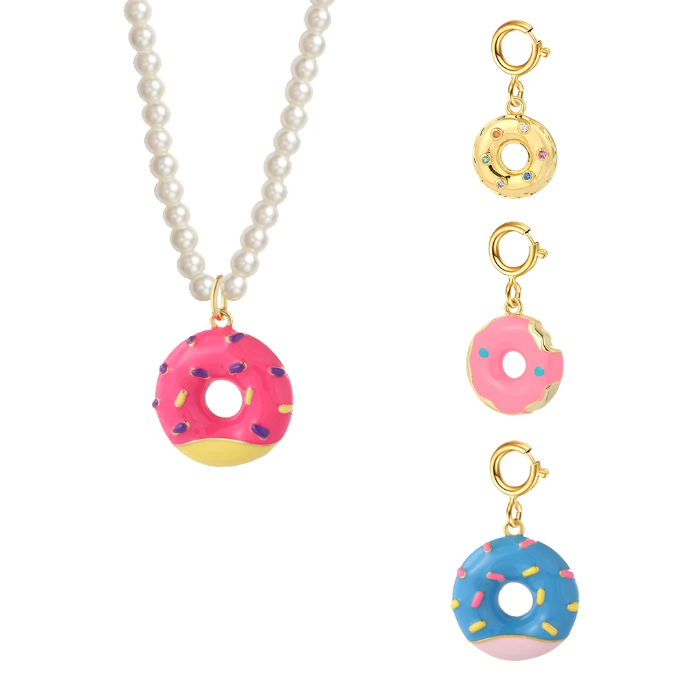 Милое ожерелье с имитацией жемчуга в виде пончика для женщин, Ювелирные изделия, Цепочка для свитера, Осенне-зимние аксессуары, подарок на День рождения 2022 Изображение 1