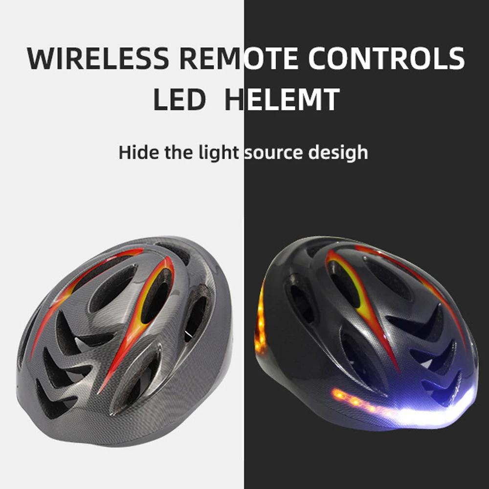 Умный велосипедный шлем DSYCAR для взрослых, беспроводной пульт дистанционного управления с перезаряжаемой USB-передней и задней светодиодной подсветкой, велосипедный шлем Изображение 1