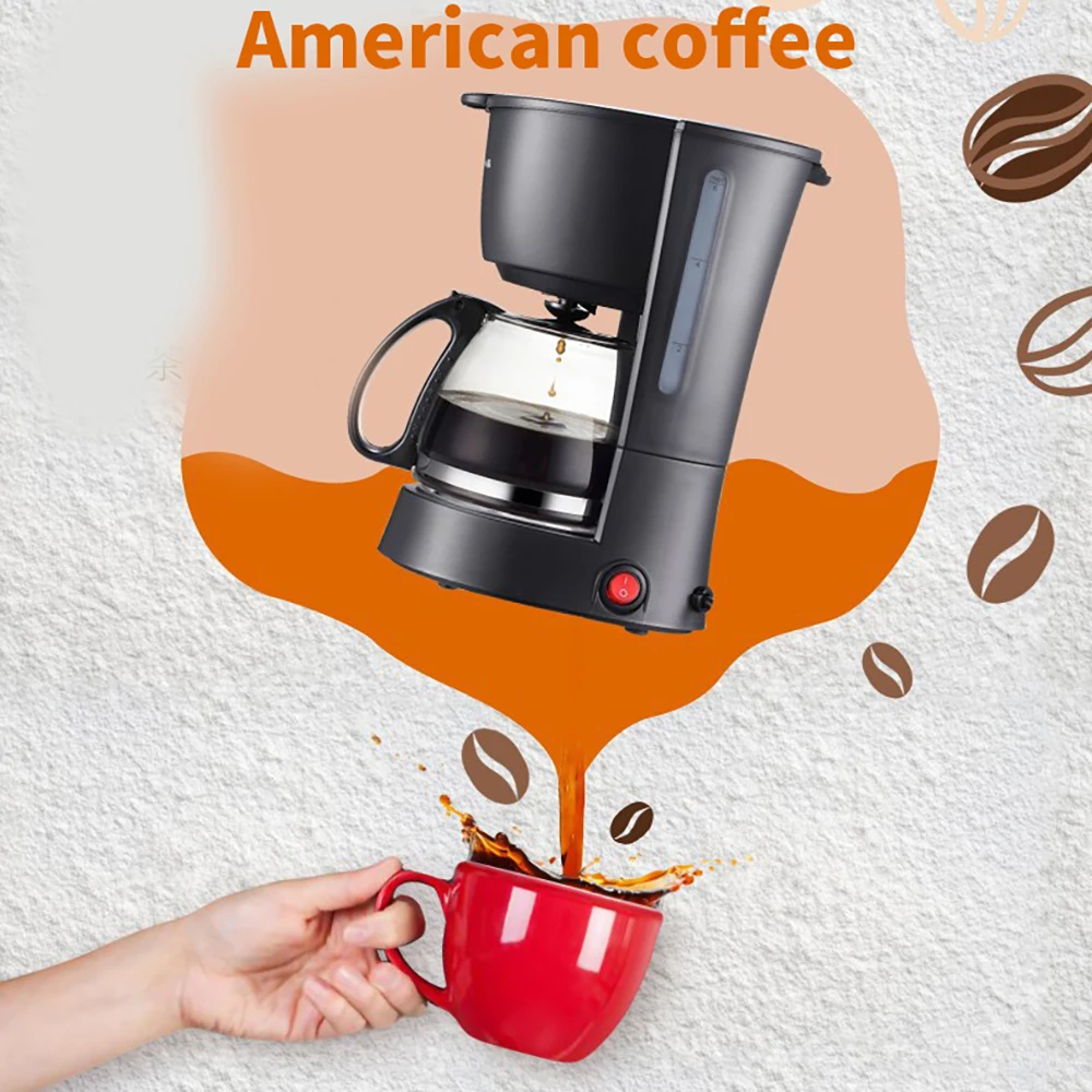 Электрическая кофеварка Высококачественная американская бытовая кофемашина Автоматическая Капельная Для Небольшого Офиса Автоматический Чайник Для приготовления чая и Кофе Изображение 2