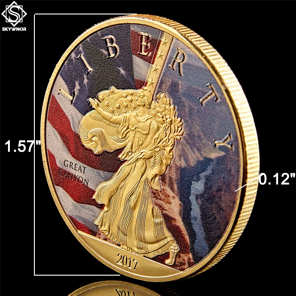 2017 Золотая Статуя Свободы США, Национальный парк Гранд-Грейт-Каньон, Сувенирная монета С твердой капсулой Изображение 4