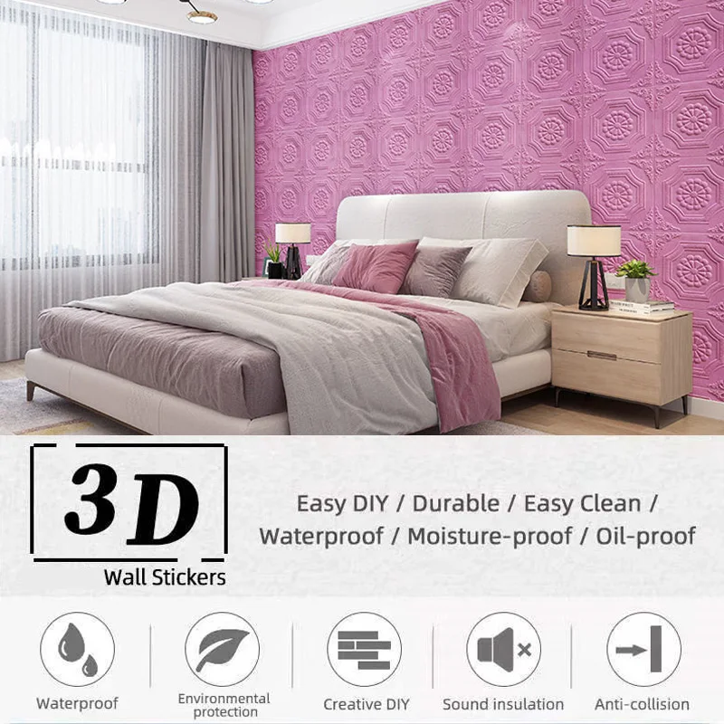 20ШТ 3D Наклейка на стену с рисунком Розы, Настенная панель, Потолок, самоклеящиеся влагостойкие 3D обои из пенопласта, Декор для спальни, гостиной Изображение 5